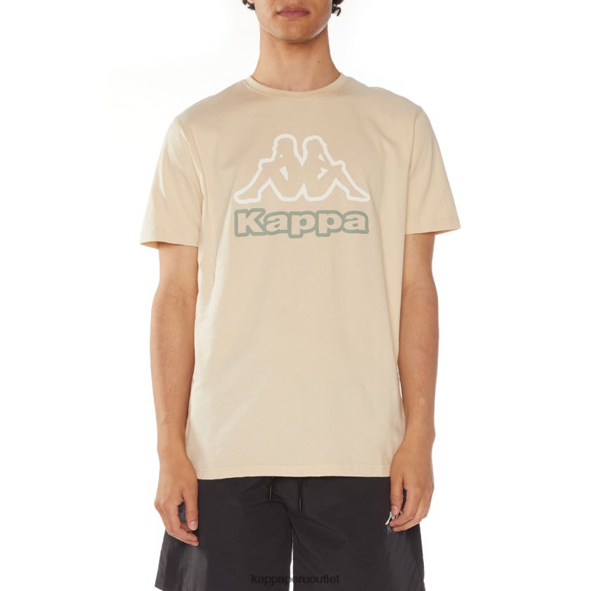 Kappa hombres camiseta con logo de ostesso beige 2XPNV6115