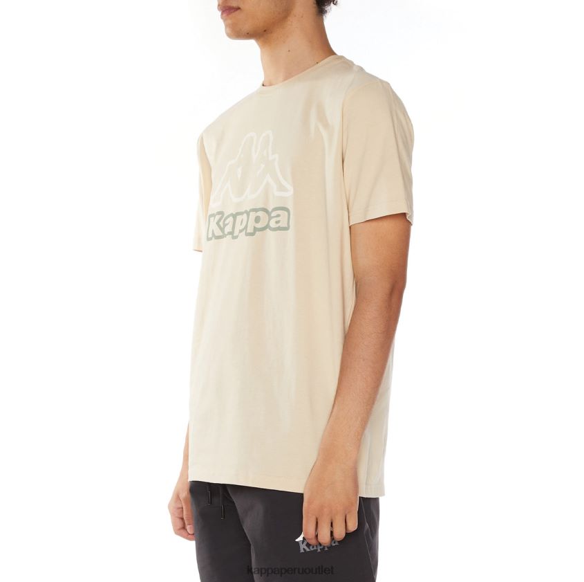 Kappa hombres camiseta con logo de ostesso beige 2XPNV6115