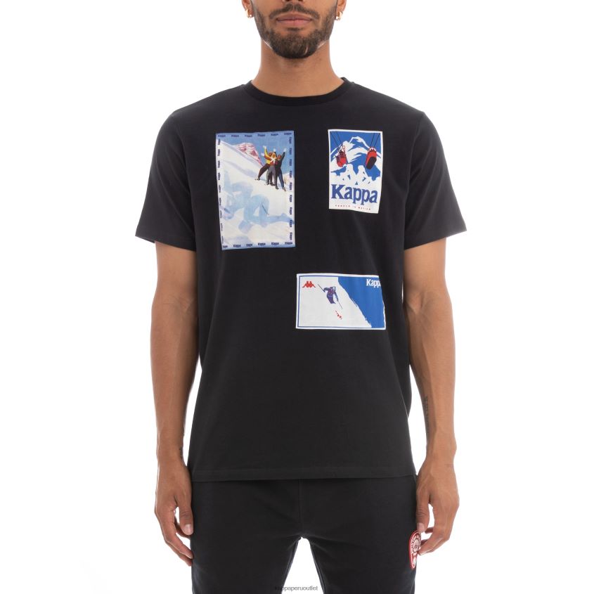 Kappa hombres camiseta espaciadora auténtica negro 2XPNV6179