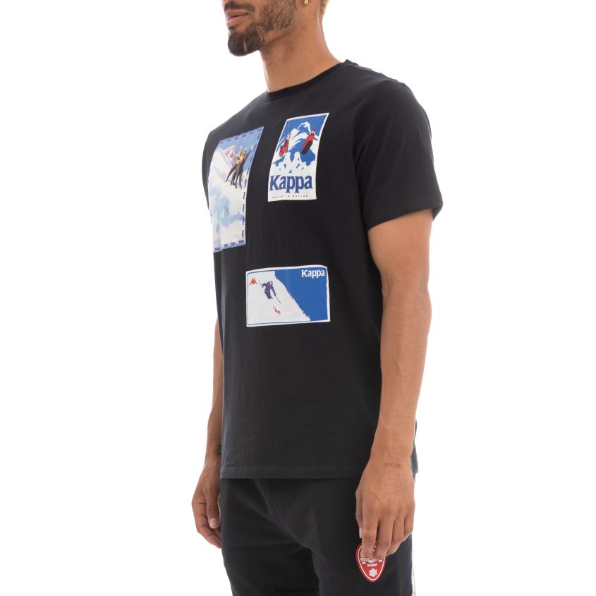 Kappa hombres camiseta espaciadora auténtica negro 2XPNV6179