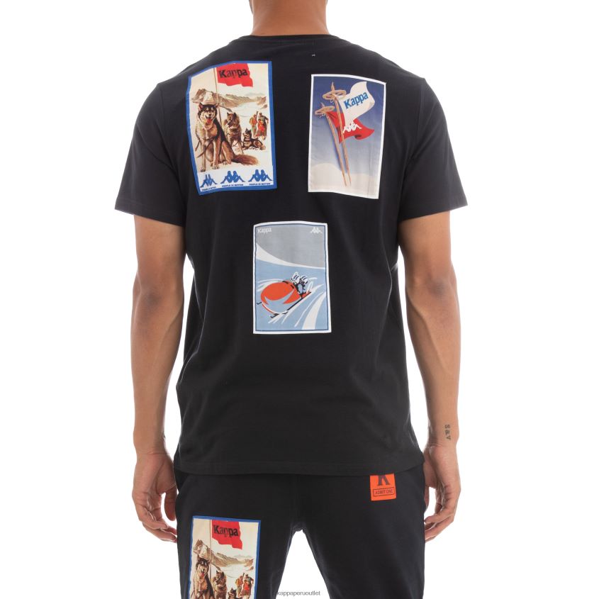 Kappa hombres camiseta espaciadora auténtica negro 2XPNV6179