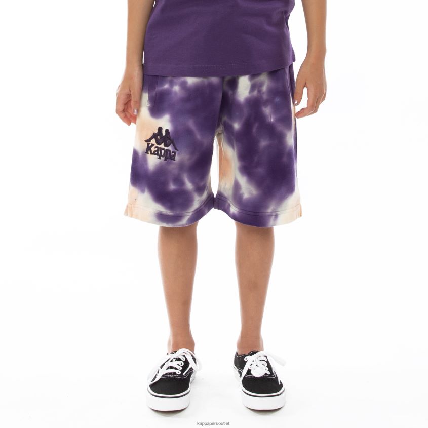 Kappa niños pantalones cortos teñidos anudados cyntu auténticos para niños crema brandy violeta tie-dye 2XPNV6817