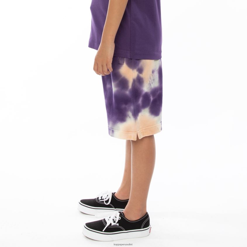 Kappa niños pantalones cortos teñidos anudados cyntu auténticos para niños crema brandy violeta tie-dye 2XPNV6817