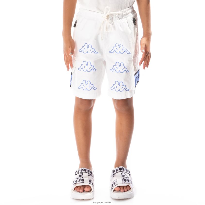 Kappa niños shorts cargo esso con cinta del logo para niños blanco azul 2XPNV6790