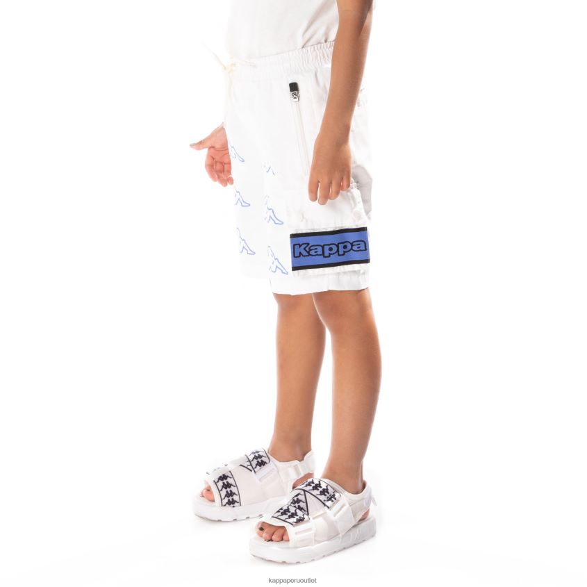 Kappa niños shorts cargo esso con cinta del logo para niños blanco azul 2XPNV6790