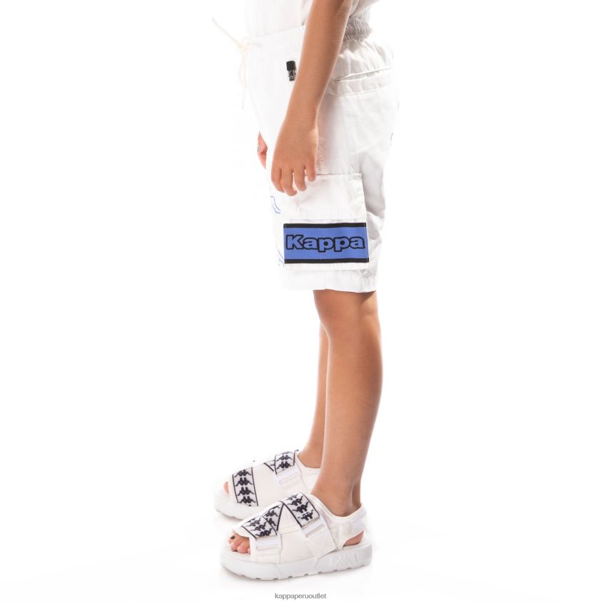 Kappa niños shorts cargo esso con cinta del logo para niños blanco azul 2XPNV6790