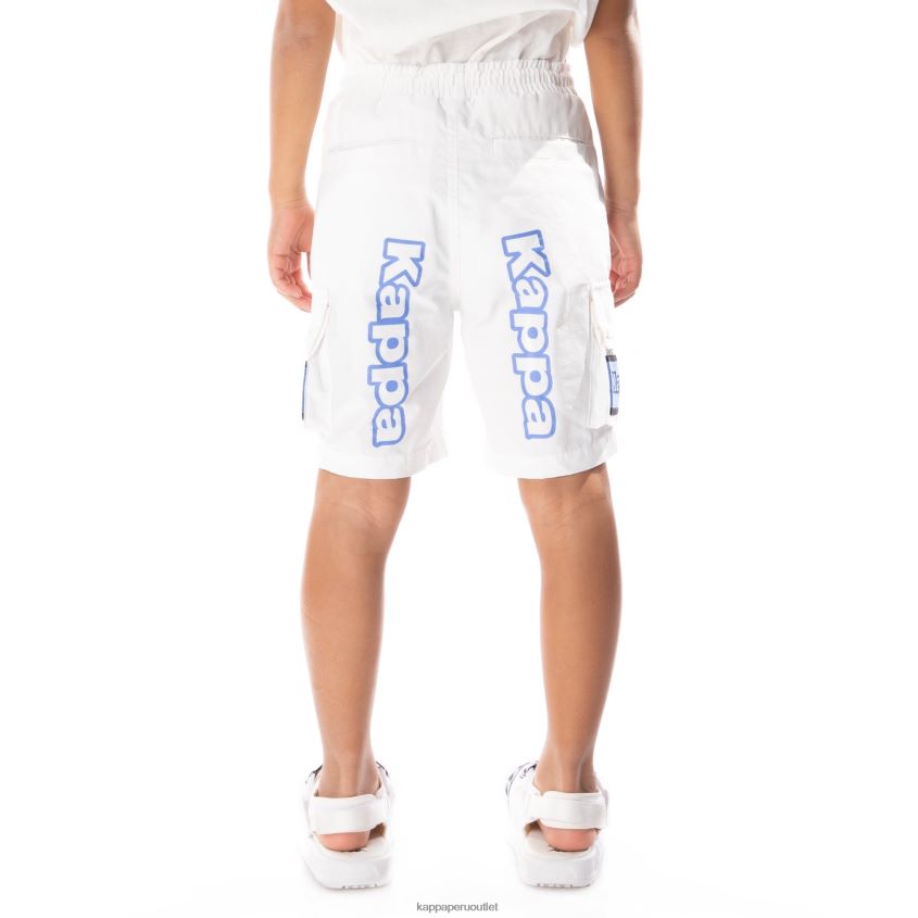 Kappa niños shorts cargo esso con cinta del logo para niños blanco azul 2XPNV6790