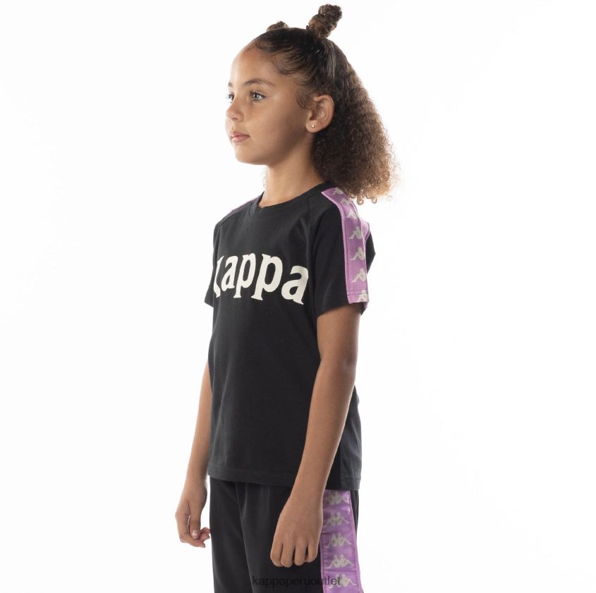 Kappa niños camiseta 222 banda balima niño violeta humo negro 2XPNV6698