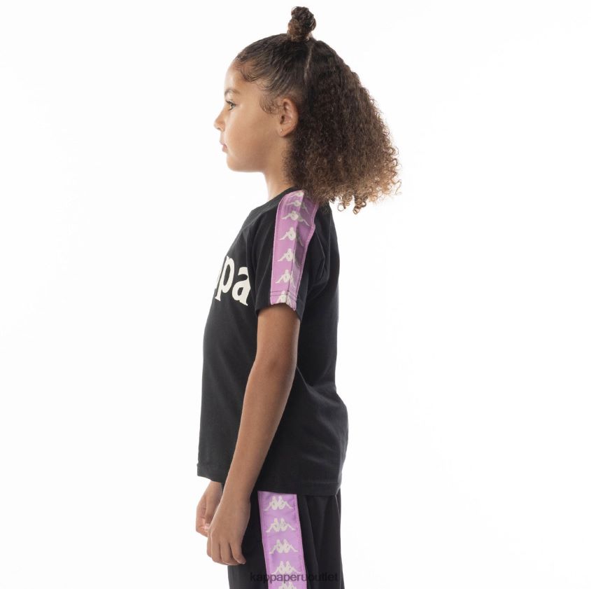 Kappa niños camiseta 222 banda balima niño violeta humo negro 2XPNV6698