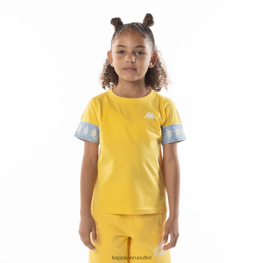 Kappa niños camiseta 222 banda niji 2 para niños amarillo azul claro 2XPNV6699