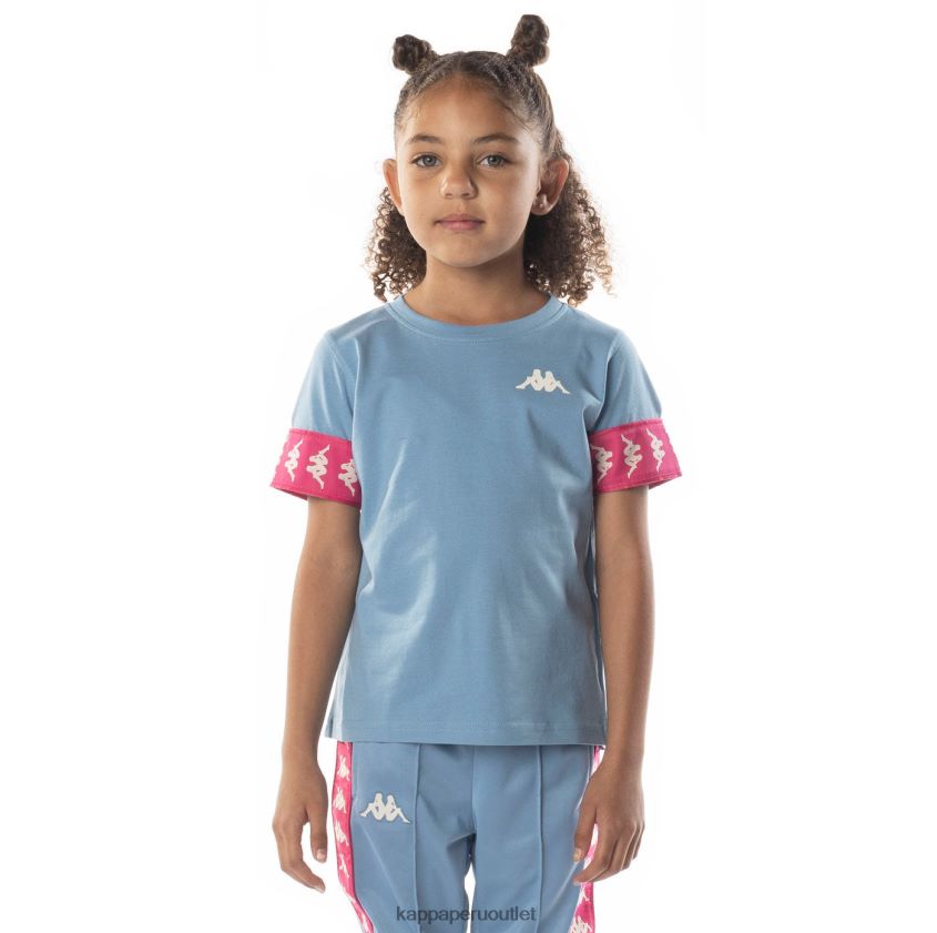 Kappa niños camiseta 222 banda niji 2 para niños rosa azul claro 2XPNV6700