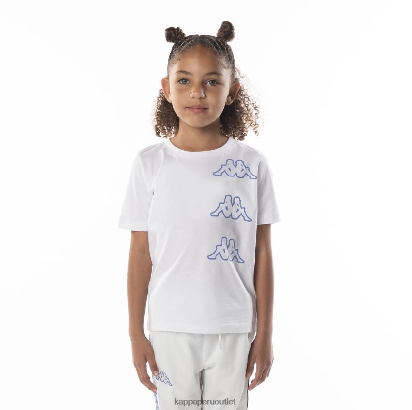 Kappa niños camiseta aomix con logo para niños blanco azul 2XPNV6677