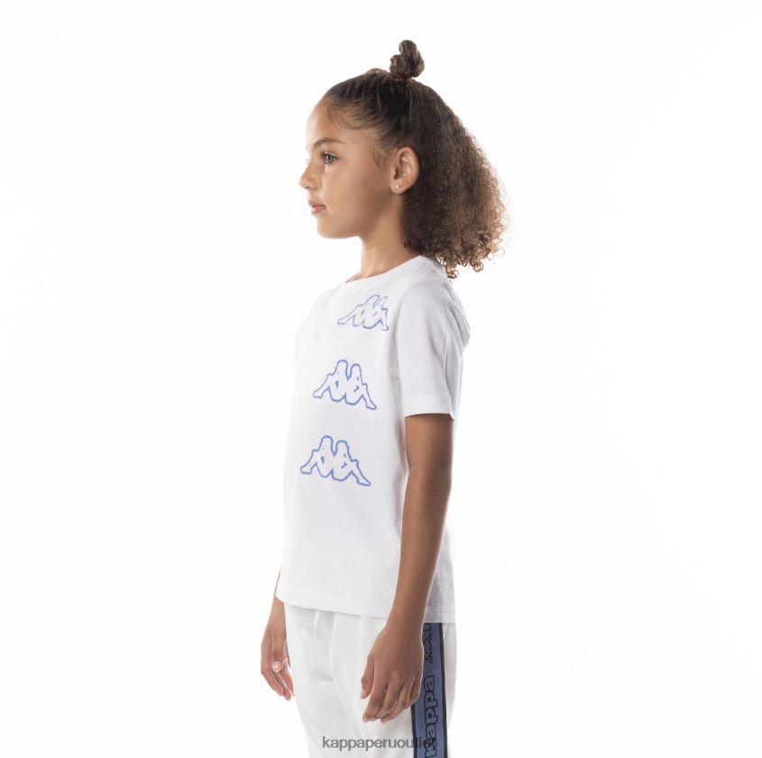 Kappa niños camiseta aomix con logo para niños blanco azul 2XPNV6677