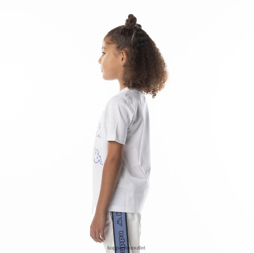 Kappa niños camiseta aomix con logo para niños blanco azul 2XPNV6677