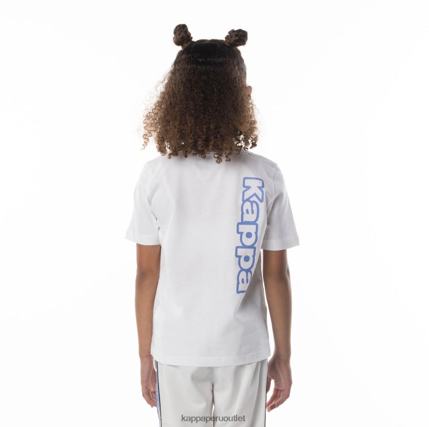 Kappa niños camiseta aomix con logo para niños blanco azul 2XPNV6677