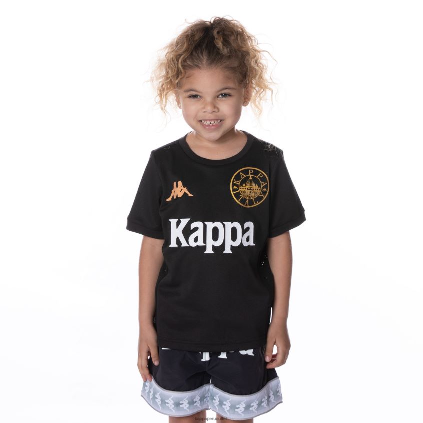 Kappa niños camiseta arnold auténtica para niños negro azabache 2XPNV6648