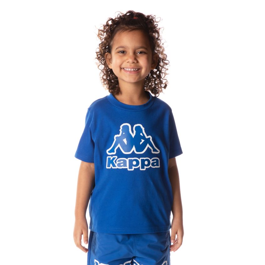 Kappa niños camiseta bant con cinta del logo para niños azul 2XPNV6710