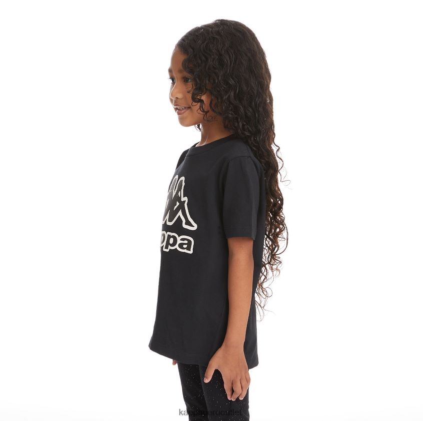 Kappa niños camiseta bant con cinta del logo para niños humo negro 2XPNV6737