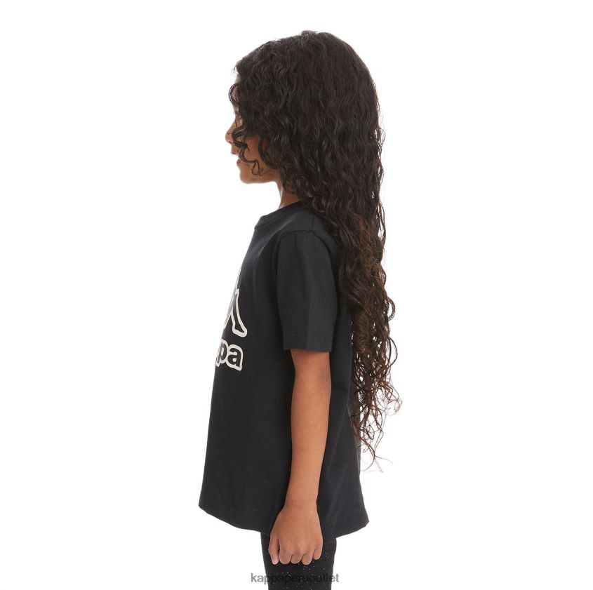Kappa niños camiseta bant con cinta del logo para niños humo negro 2XPNV6737