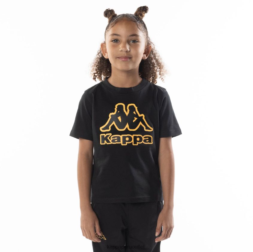 Kappa niños camiseta bant con cinta del logo para niños humo negro naranja 2XPNV6676