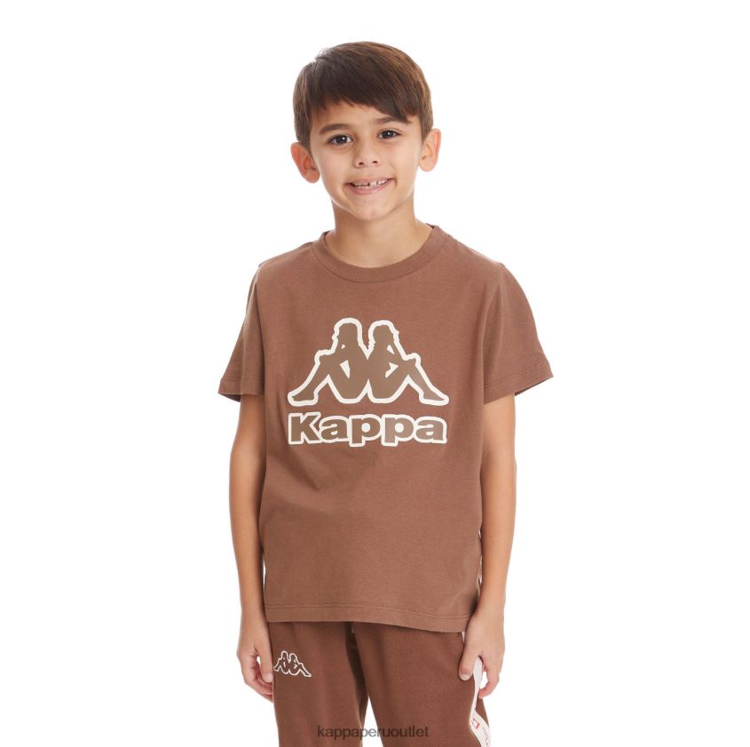 Kappa niños camiseta bant con cinta del logo para niños marrón 2XPNV6735