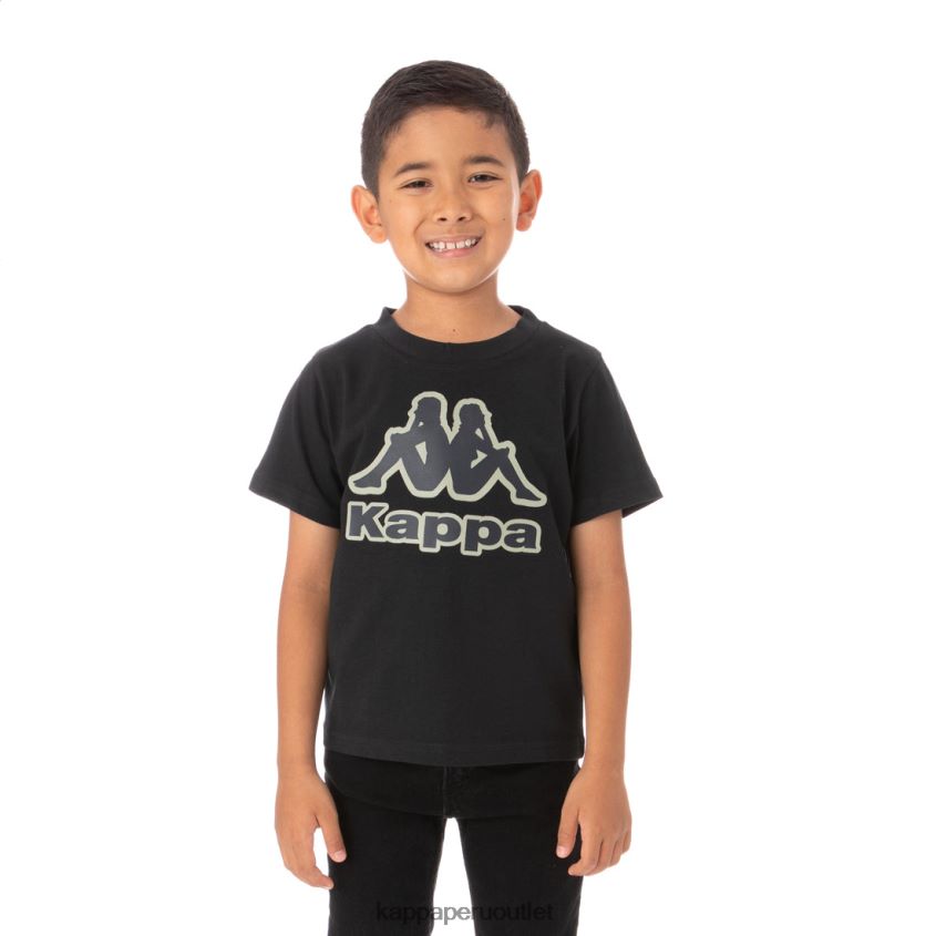 Kappa niños camiseta bant con cinta del logo para niños negro 2XPNV6768