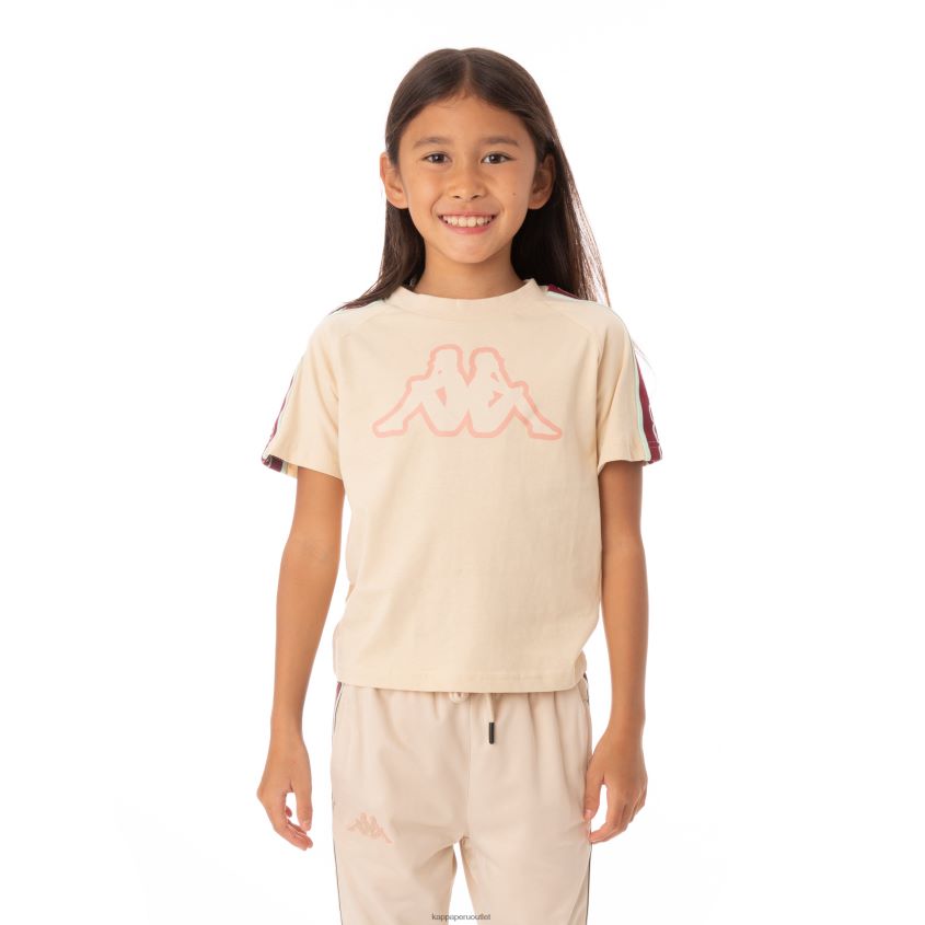 Kappa niños camiseta con logo y cinta para niños avirec 2 beige 2XPNV6770
