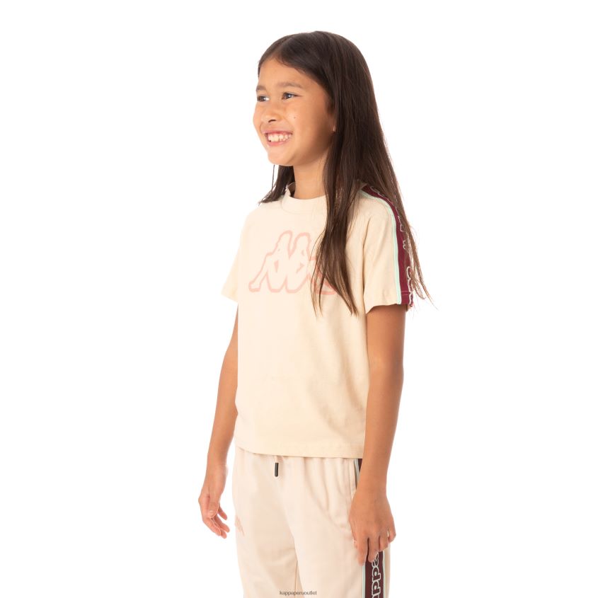 Kappa niños camiseta con logo y cinta para niños avirec 2 beige 2XPNV6770