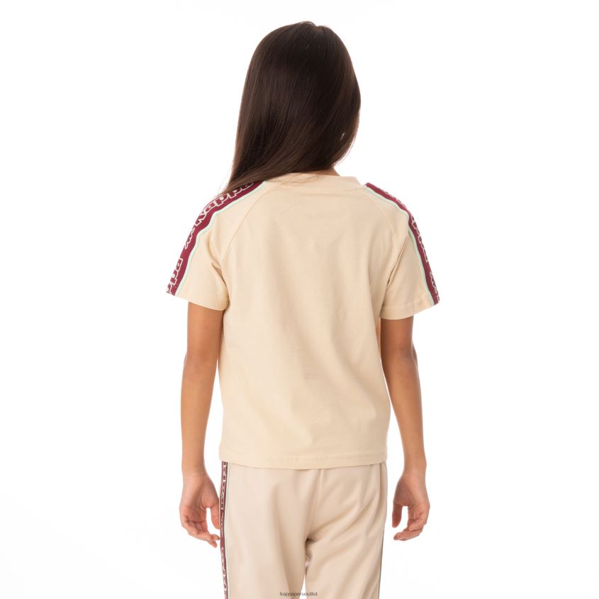 Kappa niños camiseta con logo y cinta para niños avirec 2 beige 2XPNV6770