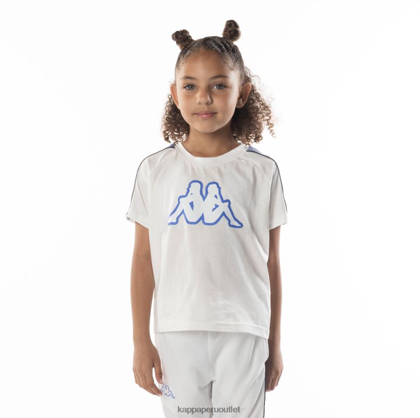 Kappa niños camiseta con logo y cinta para niños avirec 2 blanco azul 2XPNV6683