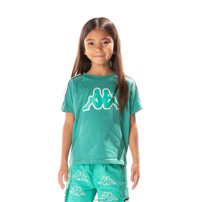 Kappa niños camiseta con logo y cinta para niños avirec 2 verde azulado 2XPNV6682