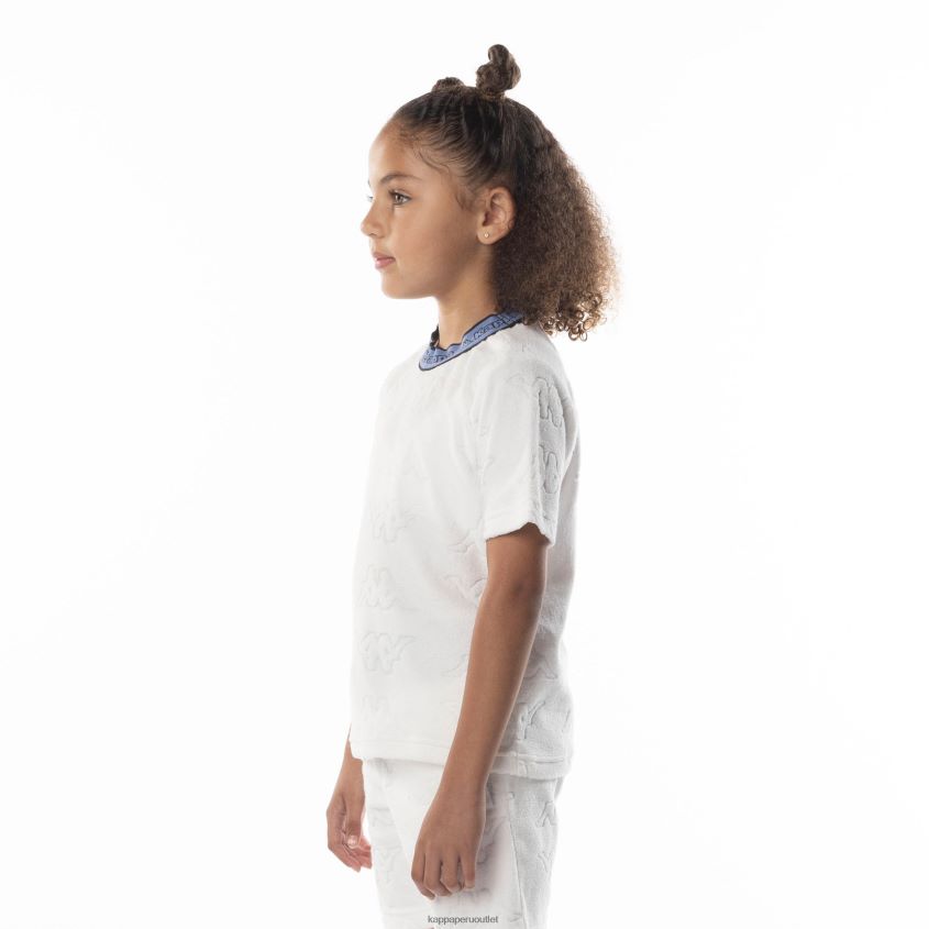 Kappa niños camiseta efro con cinta del logo para niños blanco azul 2XPNV6673