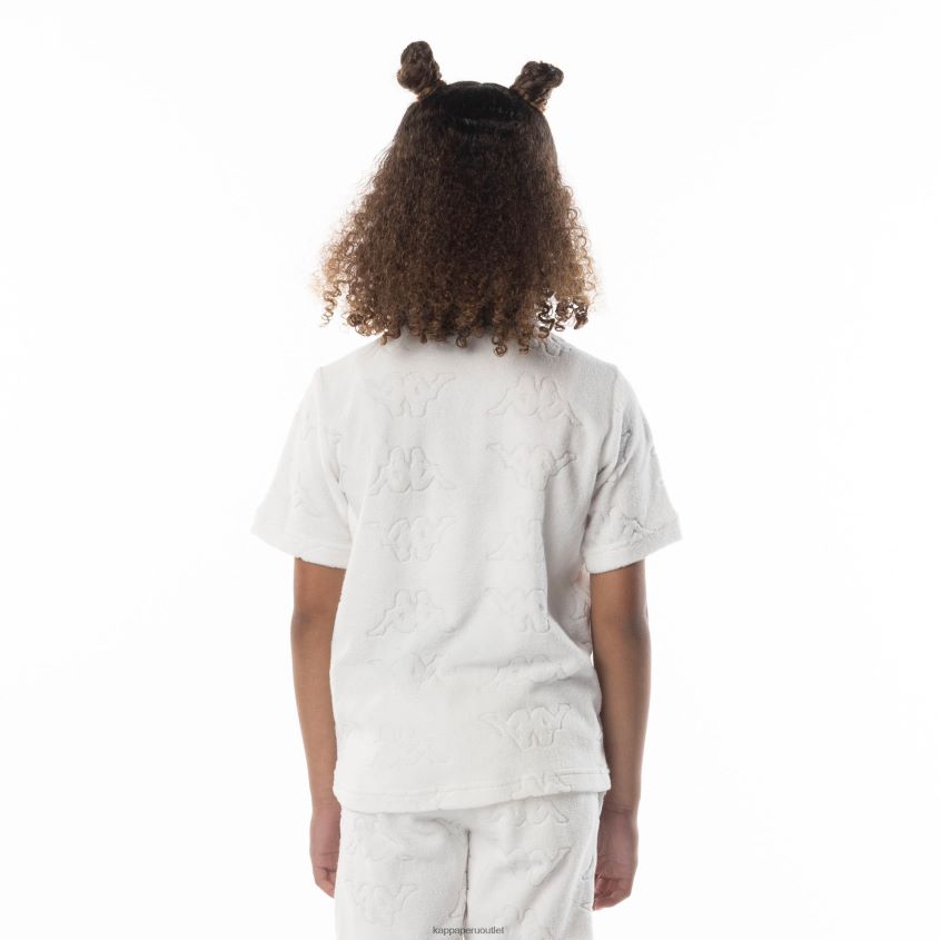 Kappa niños camiseta efro con cinta del logo para niños blanco azul 2XPNV6673