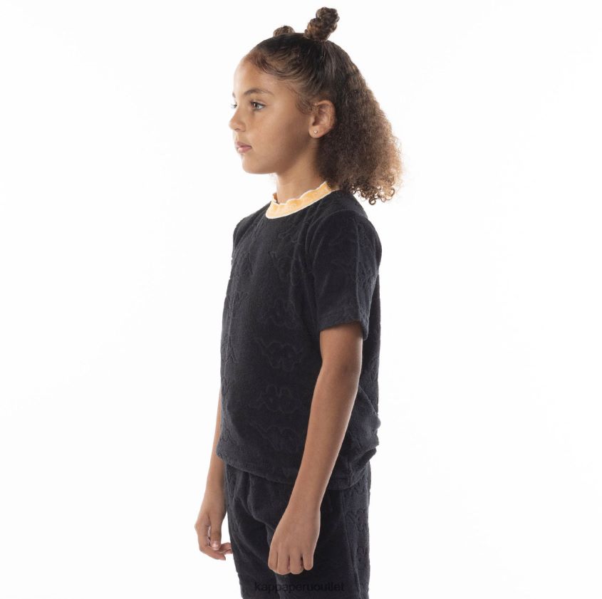 Kappa niños camiseta efro con cinta del logo para niños humo negro naranja 2XPNV6674