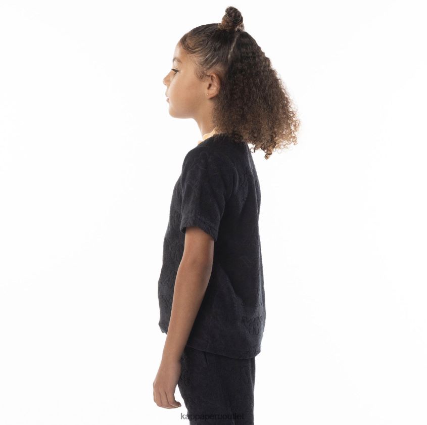 Kappa niños camiseta efro con cinta del logo para niños humo negro naranja 2XPNV6674