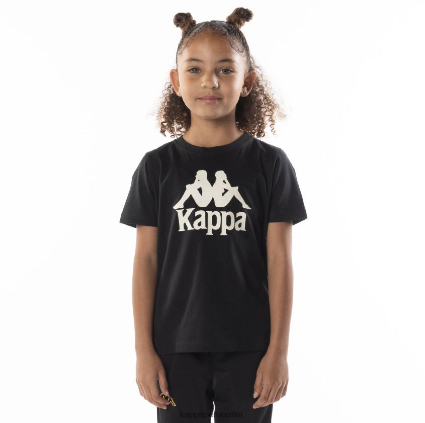 Kappa niños camiseta esstesi auténtica para niños arena de humo negro 2XPNV6694