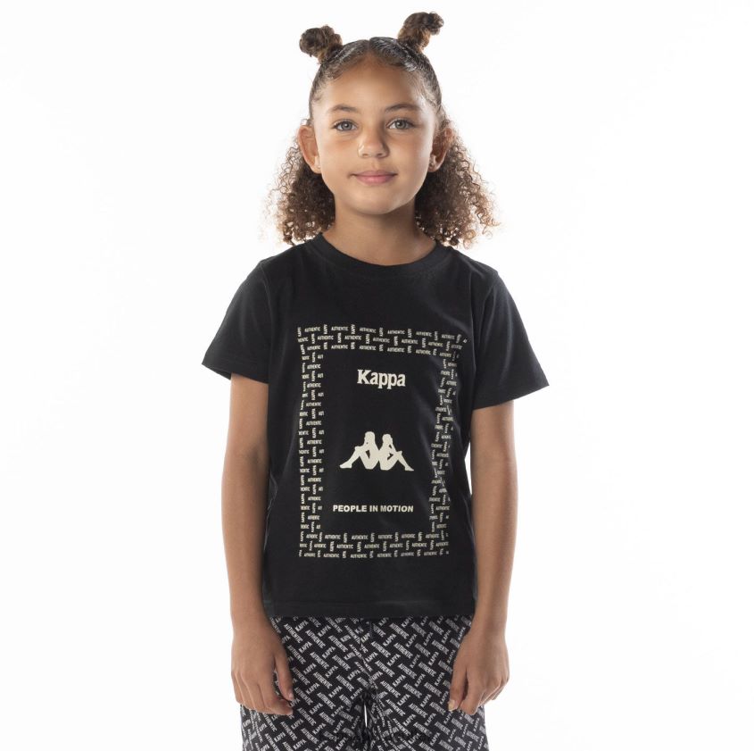 Kappa niños camiseta grafía auténtica para niños arena de humo negro 2XPNV6687