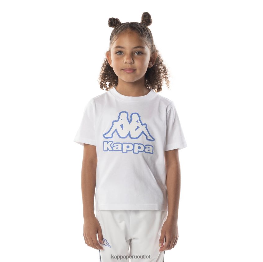 Kappa niños camiseta bant con cinta del logo para niños blanco azul 2XPNV6615