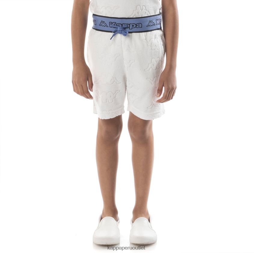 Kappa niños shorts eko con cinta del logo para niños blanco azul 2XPNV6616